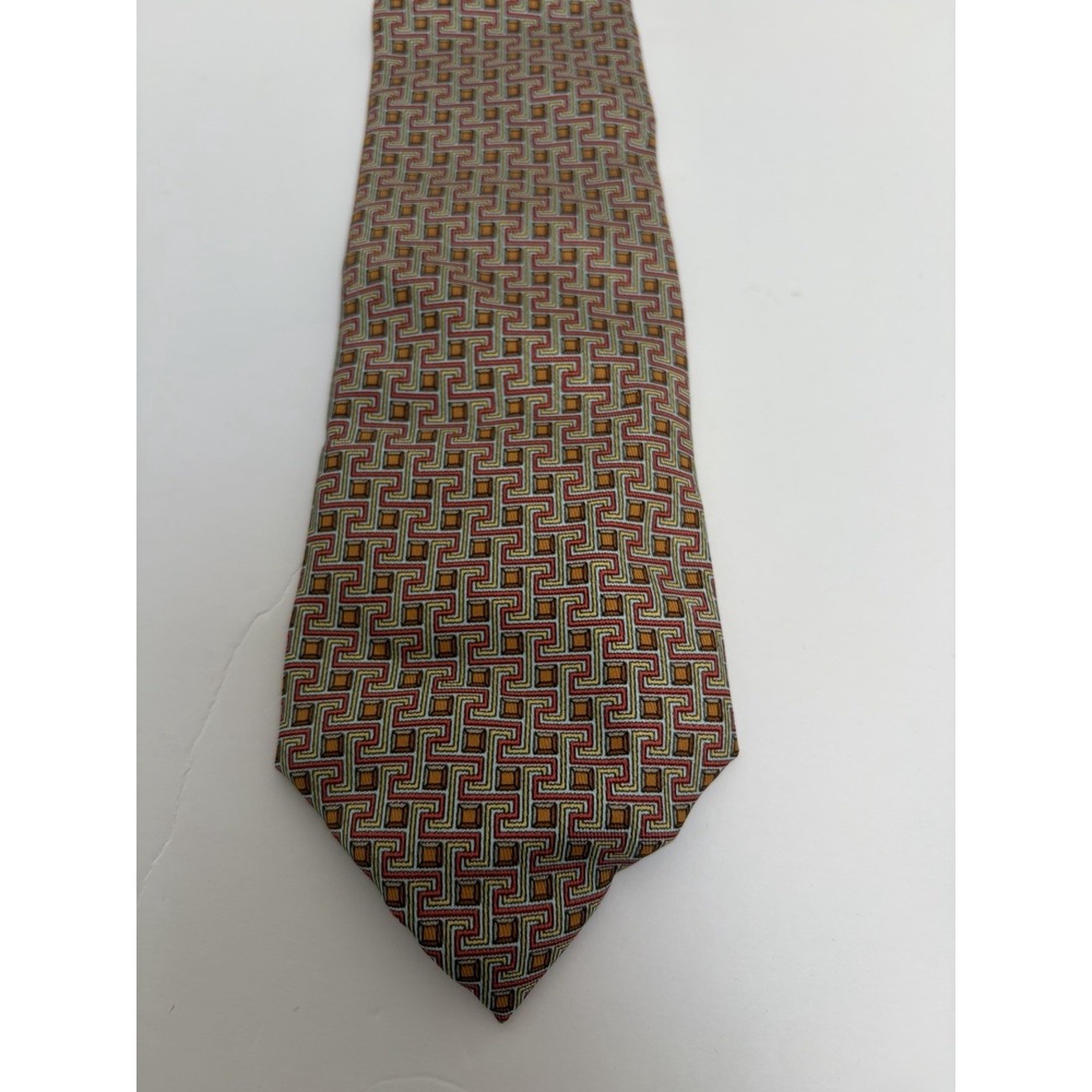 Hermes 100% Silk Geometric Multicolored Tie Style #7754 FA Made in France
